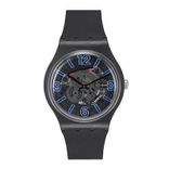 Swatch Unisex Black Swiss-Made Skeleton Analogue Watch SUOB165