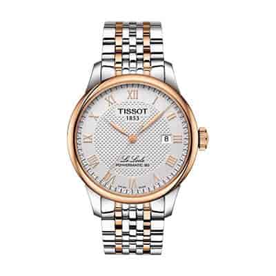 Tissot Men Silver-Toned Le Locle Powermatic 80 Swiss Automatic Analogue Watch T0064072203300