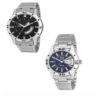 WM Watches Pack of His & Her Silver-Toned Analogue Watch DD-042-DD-009-BU