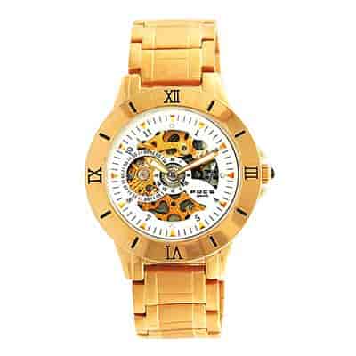 Foce Men White & Gold-Toned Analogue Watch AUTOMATIC
