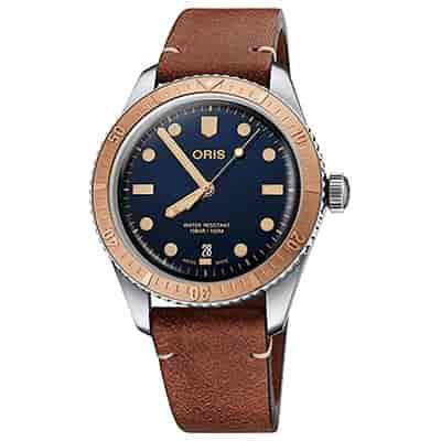 Oris Men Blue Analogue Leather Watch 01 733 7707 4355