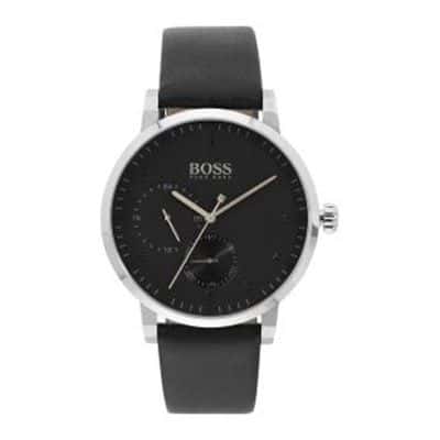 Men Black Analogue Leather Watch 1513594