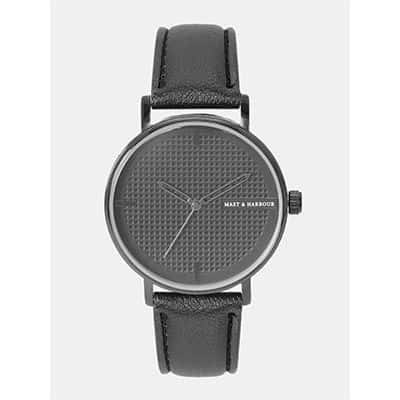 Unisex Black Textured Analogue Watch MFB-PN-LW5489M-3
