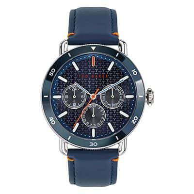 Men Blue Leather Analogue Watch 10031515_OR