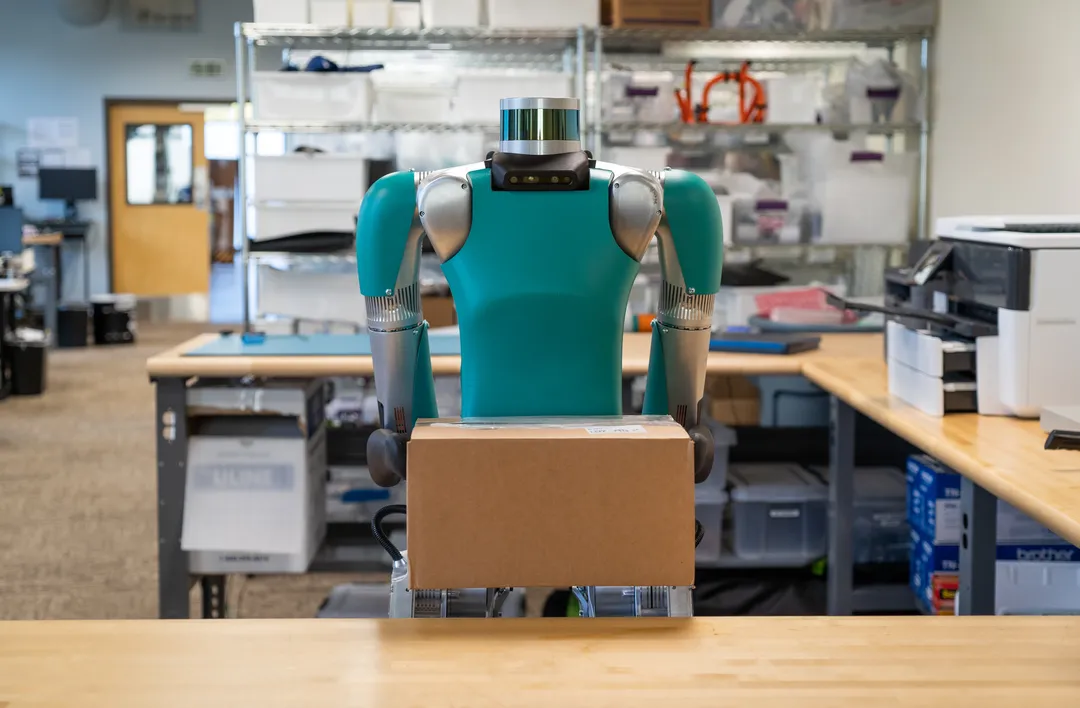 Now that it has "eyes," this human-sized robot can show people where it is headed.