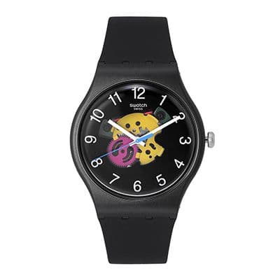 Unisex Black & Yellow Swiss Made Analogue Watch SUOB140