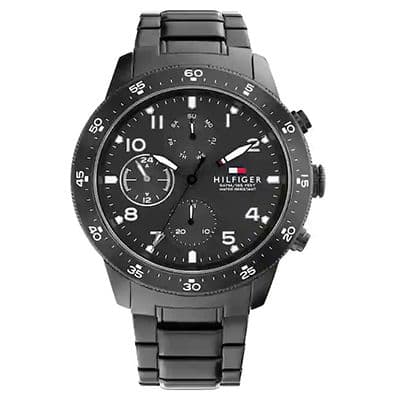 Black Dial Stainless Steel Strap Watch for Men