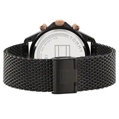 Black Dial Black Stainless Steel Strap Watch