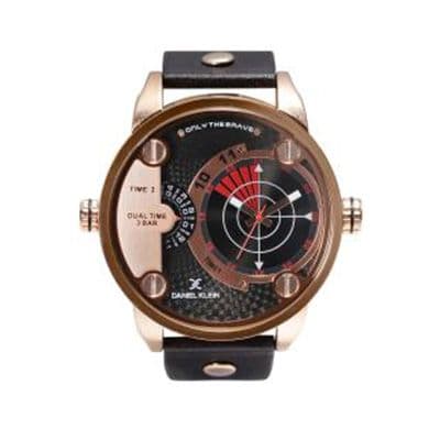Premium Men Gunmetal-Toned Dual-Time Dial Watch DK11114-1