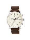 FS5402 Commuter Chrono Leather Silver Brown Analog Watch - For Men