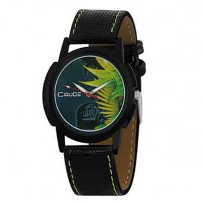 Black Analog Watch rg460 With Leather Strap for Men's