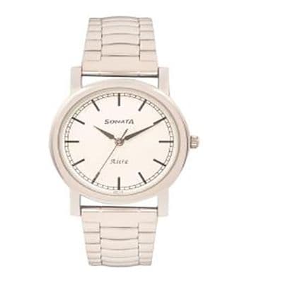 Men White Analogue Watch NJ77049SM02C Men White Analogue Watch NJ77049SM02C