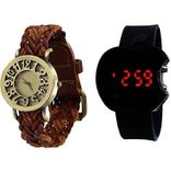 keepkart Brown And Black Analouge And Digital Watches Combo PAck Of- 2 For Boys And Girls Watch - For Men & Women