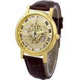 Addic Flames Skeleton Transparent See-Through Gold Dial 4 Watch - For Men