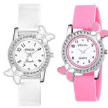 SPINOZA glory pink white peacock beautiful watches for girls pack of 2 watch Watch - For Women