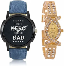 Keepkart LOREM 004 And AKS Golden Combo Couple Watches Pack For Women And Men Watch - For Boys & Girls Keepkart LOREM 004 And AKS Golden Combo Couple Watches Pack For Women And Men Watch - For Boys & Girls