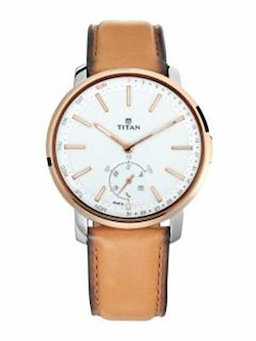 Titan Men White & Tan Brown Leather Analogue Watch Titan Men White & Tan Brown Leather Analogue Watch
