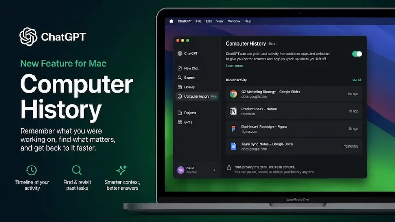 OpenAI Introduces Computer History Feature for ChatGPT Mac Desktop App OpenAI Introduces Computer History Feature for ChatGPT Mac Desktop App
