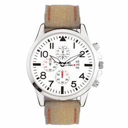 Analog Adamo Beige Leather Round Watch for Men Analog Adamo Beige Leather Round Watch for Men