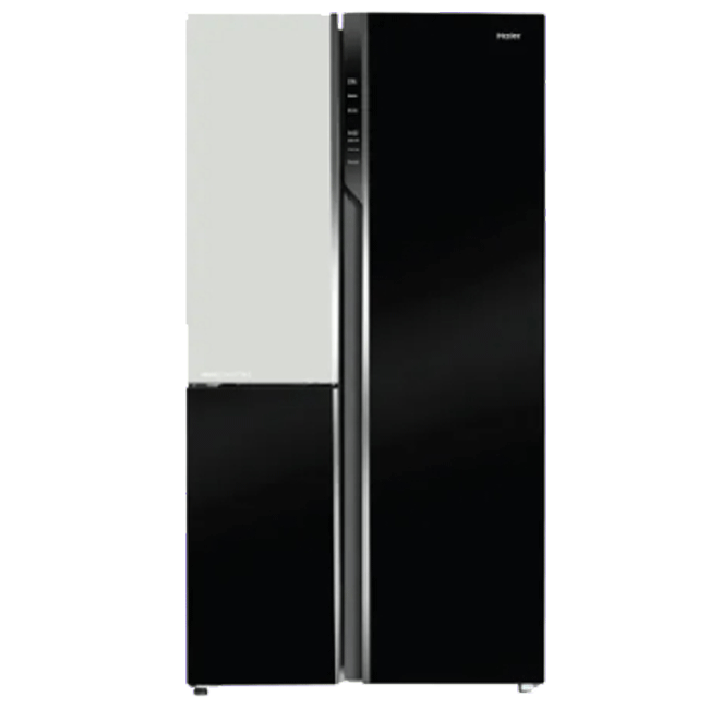 Haier Haier HRT-683KWGU1 Vogue 598L Black White Glass 3-Door Convertible Fridge