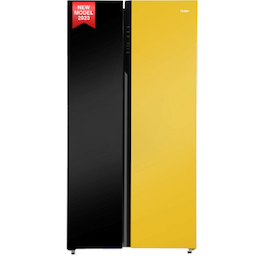 Haier HRS-682KYGU1 Vogue 602L Black Yellow Glass 2-Door Convertible Fridge Haier HRS-682KYGU1 Vogue 602L Black Yellow Glass 2-Door Convertible Fridge