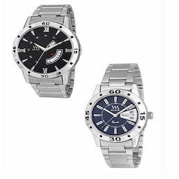 WM Watches Pack of His & Her Silver-Toned Analogue Watch DD-042-DD-009-BU WM Watches Pack of His & Her Silver-Toned Analogue Watch DD-042-DD-009-BU