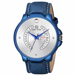 Montvitton Men Silver-Toned Analogue Watch MV11049 Montvitton Men Silver-Toned Analogue Watch MV11049