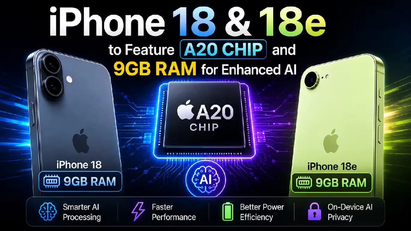 iPhone 18 and iPhone 18e to Feature A20 Chip and 9GB RAM for Enhanced AI iPhone 18 and iPhone 18e to Feature A20 Chip and 9GB RAM for Enhanced AI