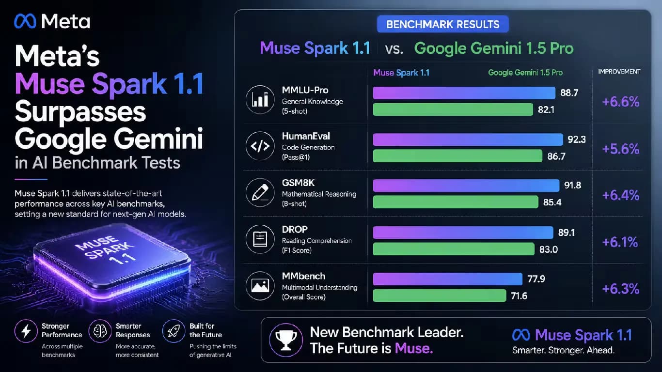 Meta’s Muse Spark 1.1 Surpasses Google Gemini in AI Benchmark Tests Meta’s Muse Spark 1.1 Surpasses Google Gemini in AI Benchmark Tests