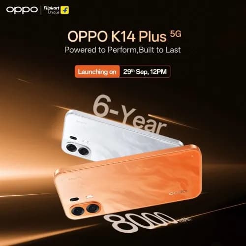 Oppo K14 Plus Launches in India on September 29 with 8,000 mAh Battery Oppo K14 Plus Launches in India on September 29 with 8,000 mAh Battery