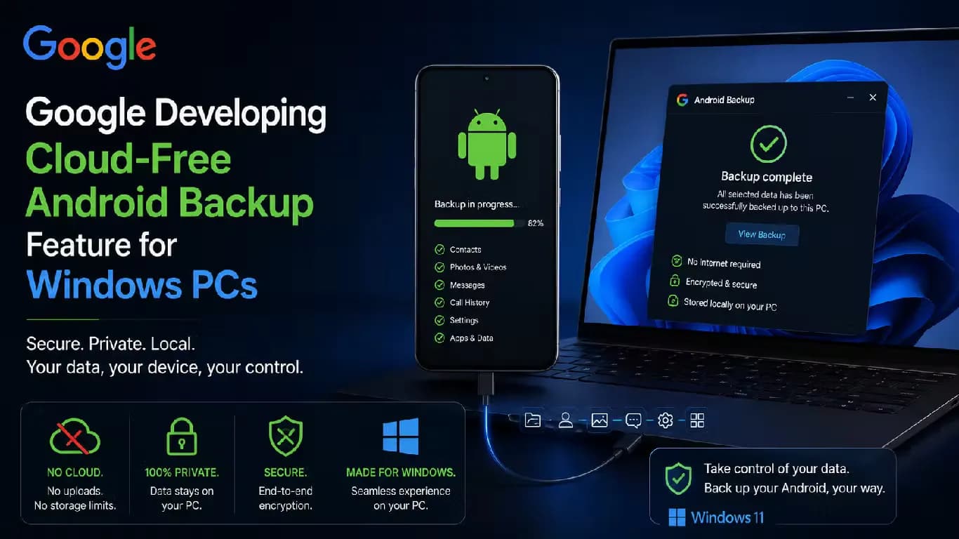 Google Developing Cloud-Free Android Backup Feature for Windows PCs Google Developing Cloud-Free Android Backup Feature for Windows PCs