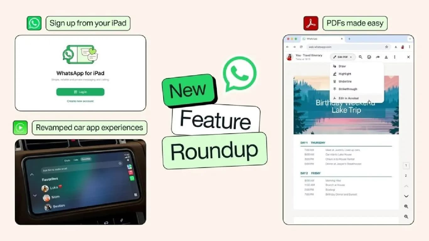 WhatsApp Expands Device Support With iPad Sign-Up, CarPlay Upgrades, and PDF Editing WhatsApp Expands Device Support With iPad Sign-Up, CarPlay Upgrades, and PDF Editing