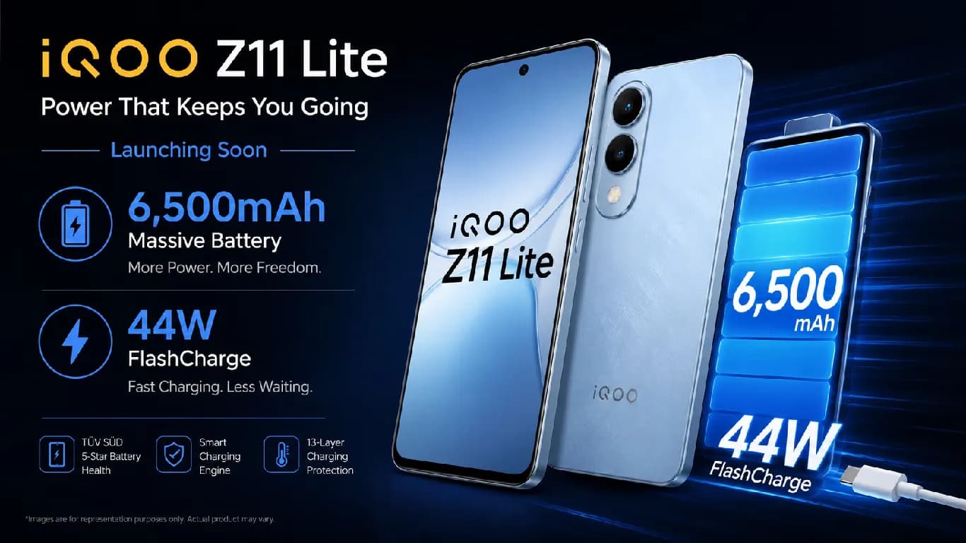 iQOO Z11 Lite to Launch With 6,500mAh Battery and 44W Fast Charging iQOO Z11 Lite to Launch With 6,500mAh Battery and 44W Fast Charging